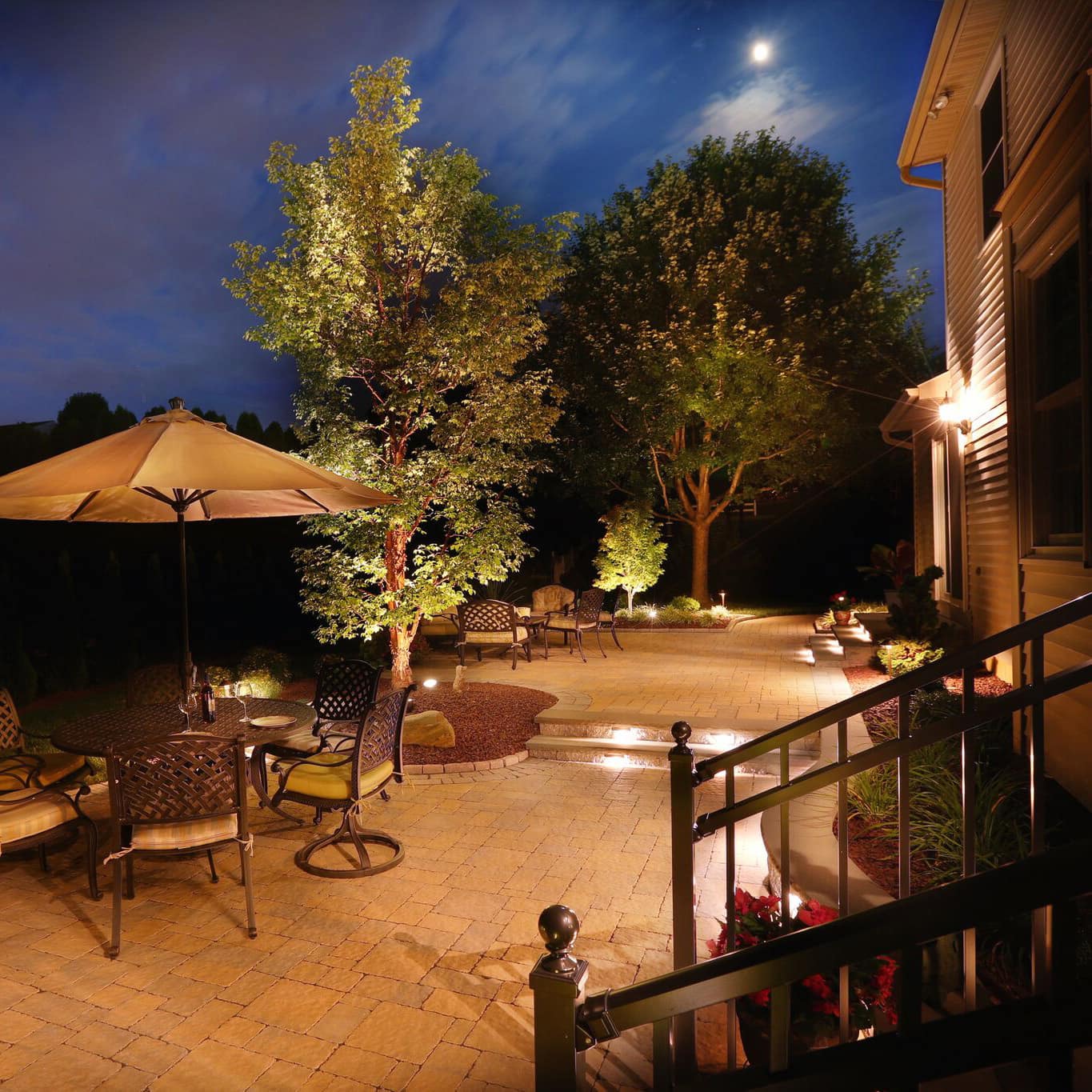 Implementing landscape and feature lighting into your landscape design is a great way to create a warm and welcoming environment once the sun sets.