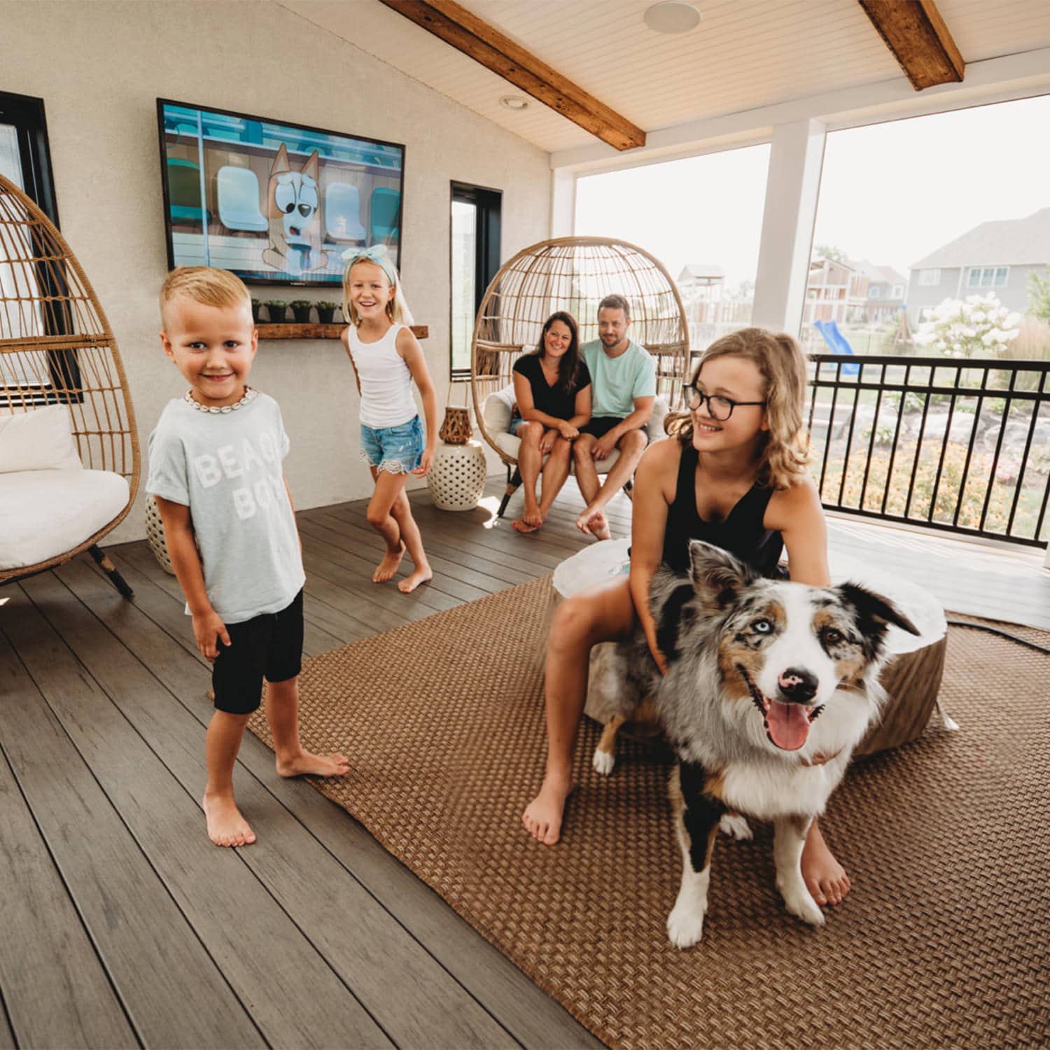 No matter the weather, this family in Bethlehem can enjoy their favorite activities on their beautiful covered deck!