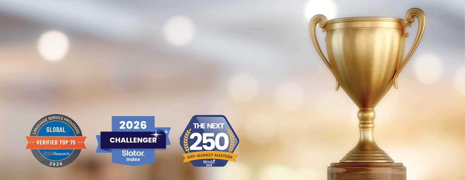 Trophy with logos from industry organizations
