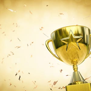 Award with confetti