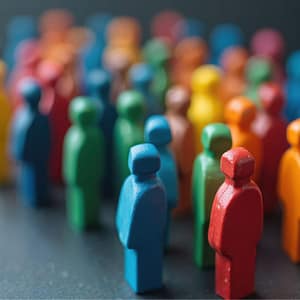 Wooden people in different colors