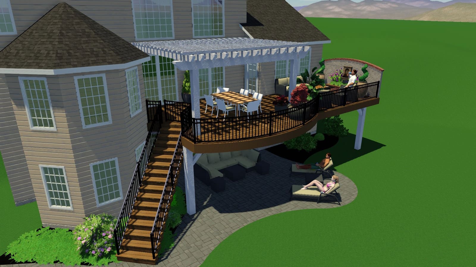 We enlarged the deck and extended it all the way to the end of the home, providing ample space for entertaining up top, and plenty of covered space below.