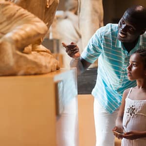 Father and daughter at museum