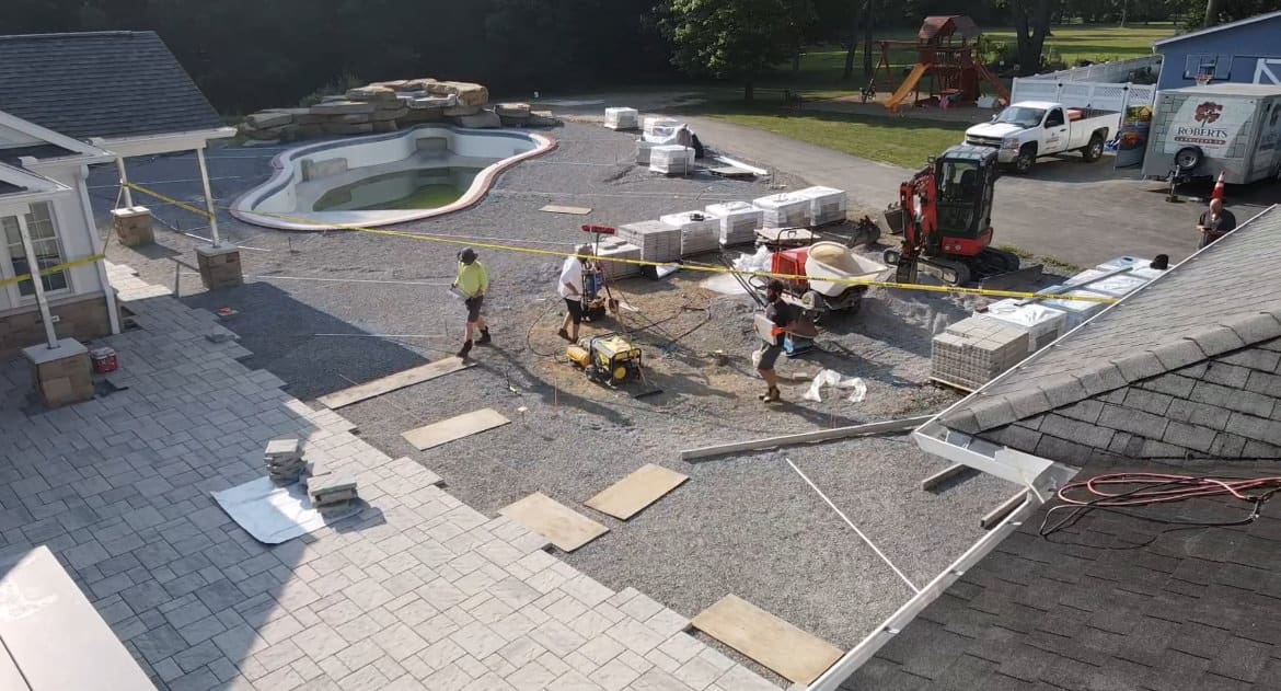 Construction of Outdoor Living Space with a Pool