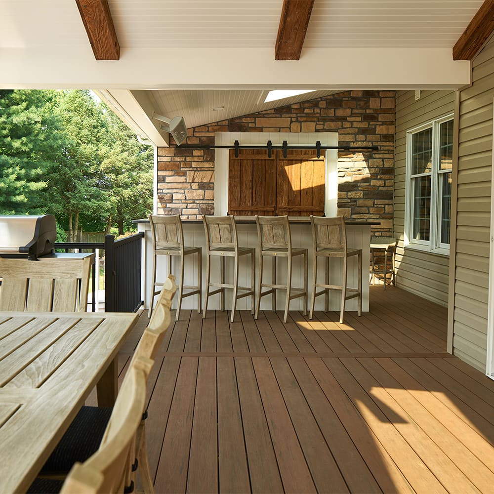 A seamless transition from inside the home to the outside deck is our standard. This eliminates obstacles and ensures easy travel for all members of your family!
