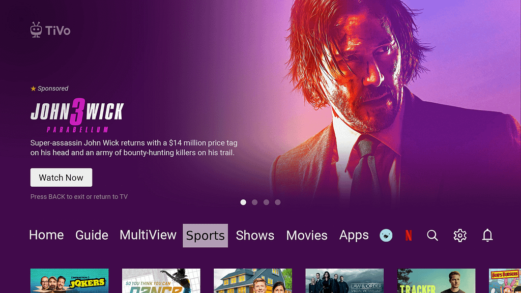 TiVo Home Page Sports Hub