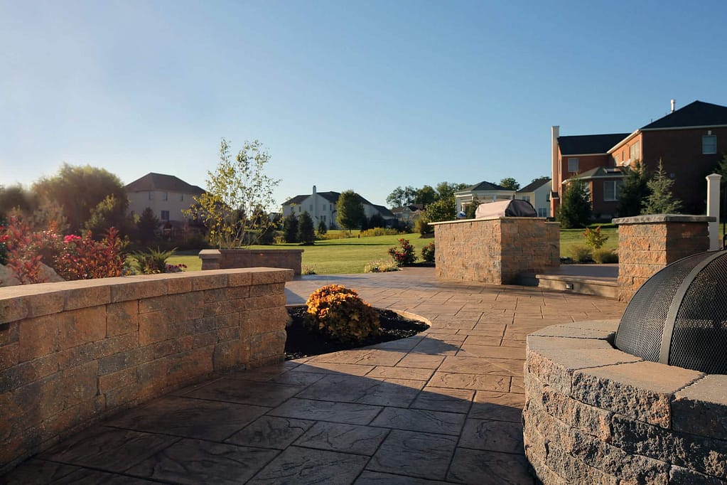 Seating wall, Outdoor Kitchen, Pillars, and Fire Pit