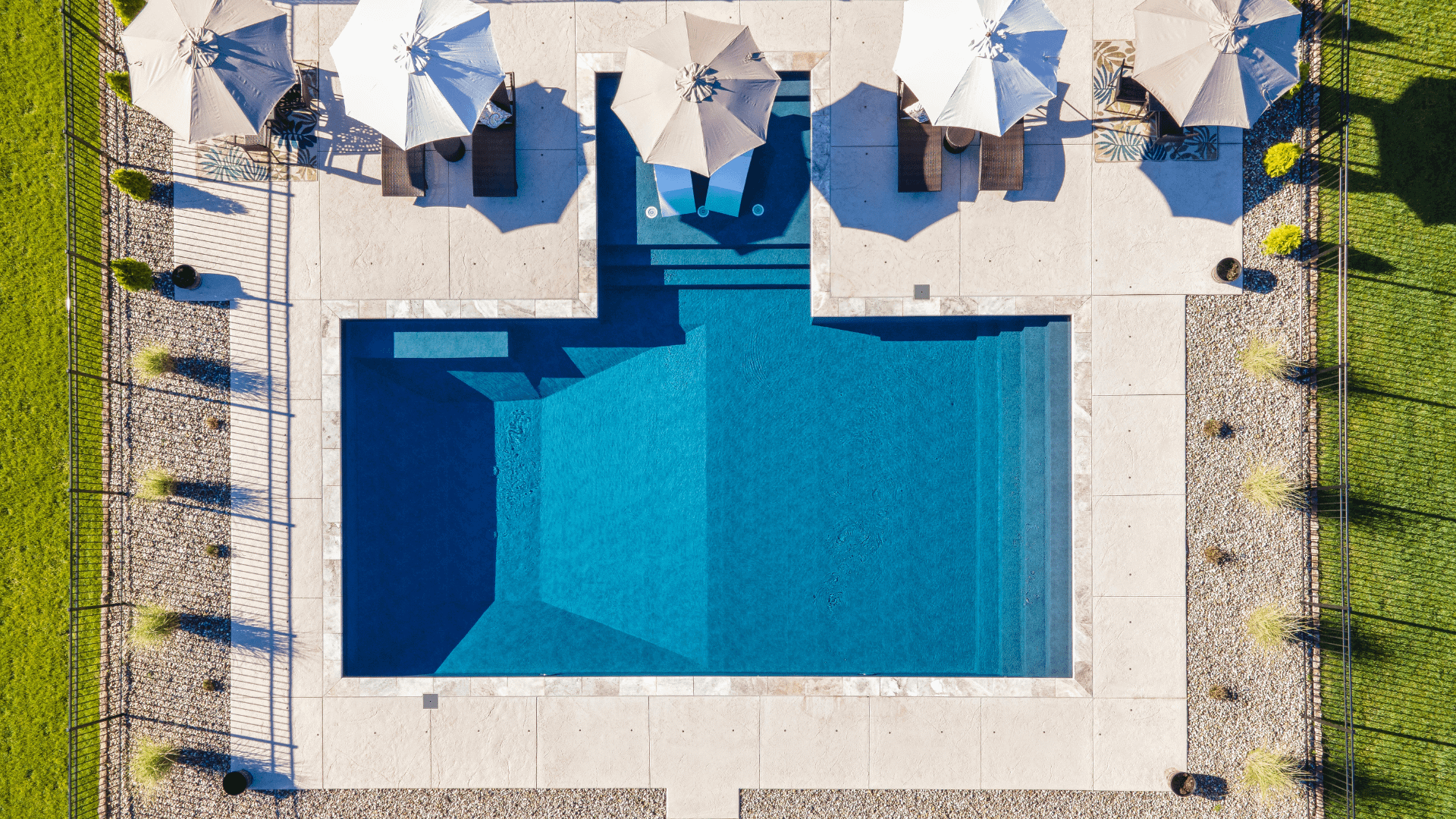 One of our early concrete and vinyl liner pools: built right and still performing beautifully today.